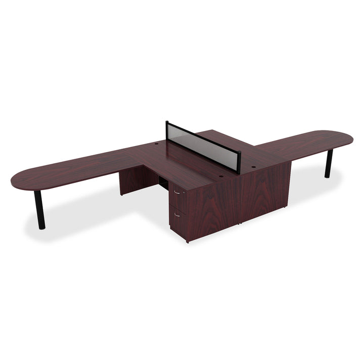 Image of Lorell Hutch, w/Doors, 60"x15"x36", Mahogany