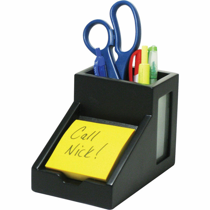 Image of Victor® Pencil Cup, w/Note Holder, 4"x6-5/16"x4-1/2", Midnight Black