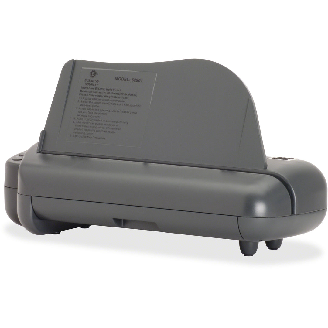 Image of Business Source Electric 3H Punch,1/4", 30 Sht Cap,17-3/4"x5-1/4"x8-1/4", GY