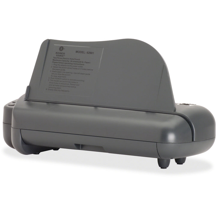 Image of Business Source Electric 3H Punch,1/4", 30 Sht Cap,17-3/4"x5-1/4"x8-1/4", GY