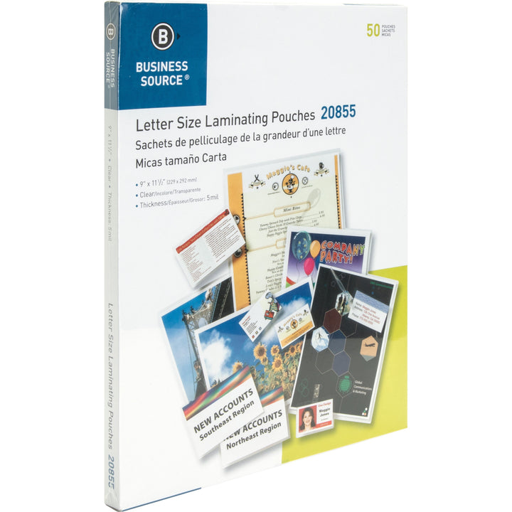 Image of Business Source Laminating Pouches, Letter, 5Mil, 9"x11-1/2", 50/BX, Clear