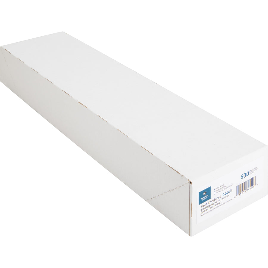 Image of Business Source Coin Envelopes, No.1, 20lb., 500/BX, 2-1/4"x3-1/2", Kraft