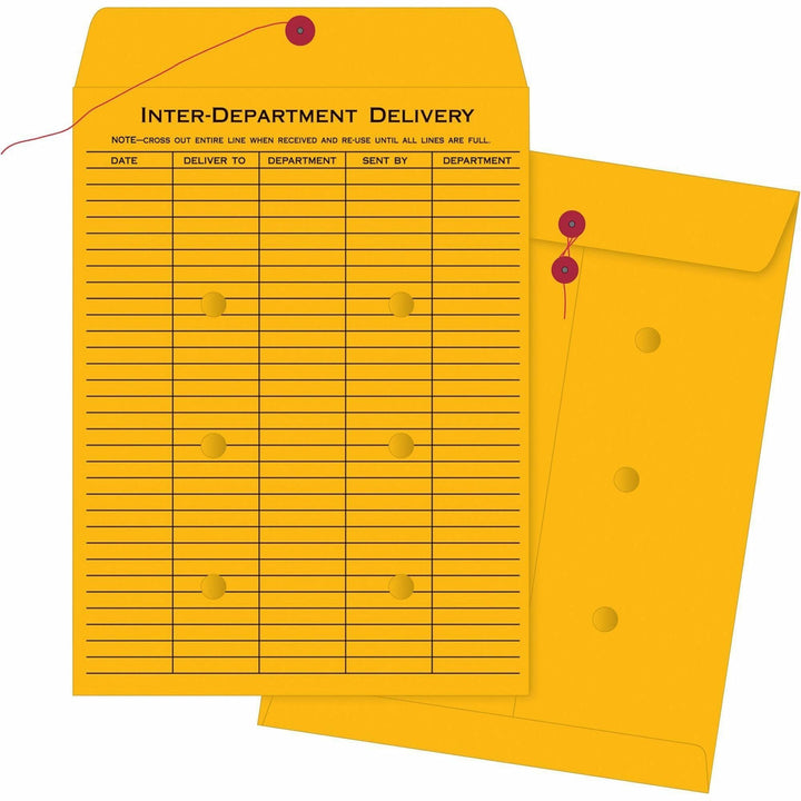 Image of Business Source Inter-Dept Envelopes,Str/Button,32lb, 10"x15", 100/BX, BKFT