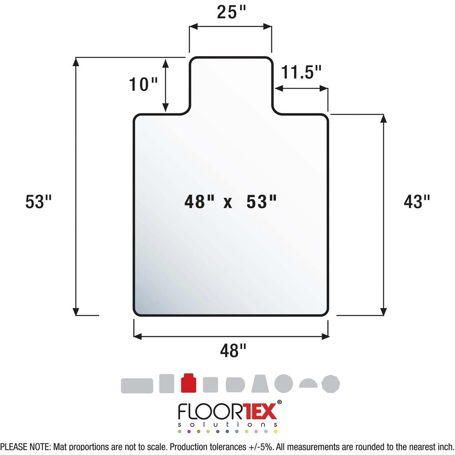Image of Floortex® Chairmat, High Pile, 48"x53", Lip 10"x25", Clear