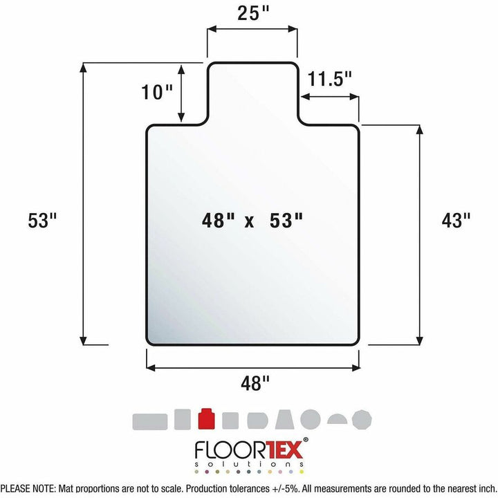 Image of Floortex® Chairmat, High Pile, 48"x53", Lip 10"x25", Clear