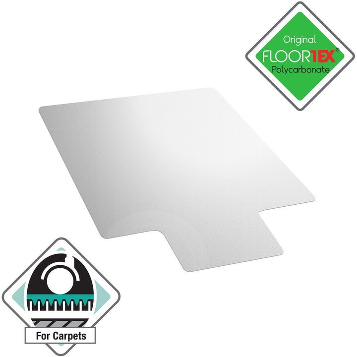 Image of Floortex® Chairmat, High Pile, 48"x53", Lip 10"x25", Clear