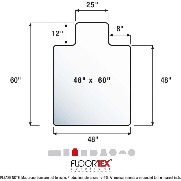 Image of Floortex® Chairmat, Low/Med Pile, Lip 12"x25", 48"x60", Clear