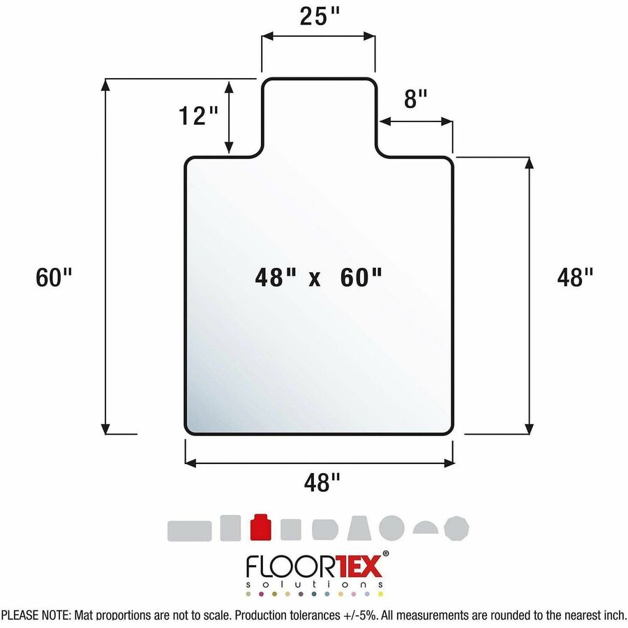 Image of Floortex® Chairmat, Low/Med Pile, Lip 12"x25", 48"x60", Clear