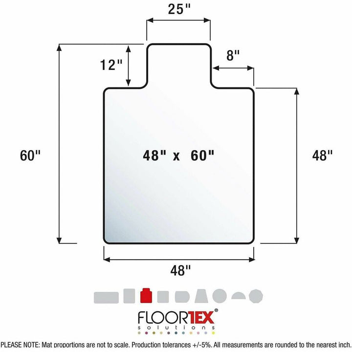 Image of Floortex® Chairmat, Low/Med Pile, Lip 12"x25", 48"x60", Clear
