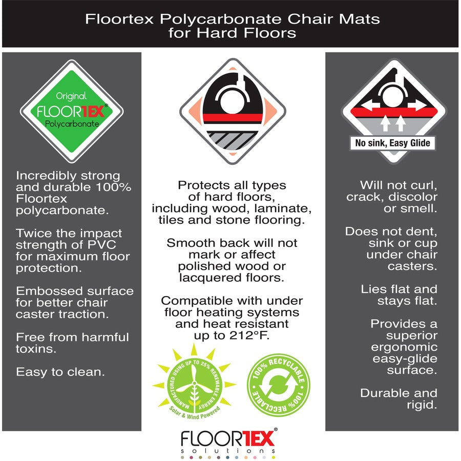 Image of Floortex® Cleartex Ultimat Xxl Polycarbonate Chair Mat For Hard Floors, 60 X 79, Clear