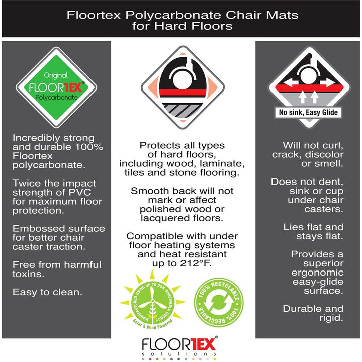 Image of Floortex® Cleartex Ultimat Xxl Polycarbonate Chair Mat For Hard Floors, 60 X 79, Clear