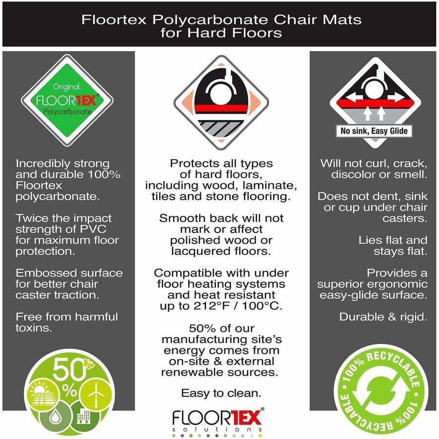 Image of Floortex® Cleartex Ultimat Xxl Polycarbonate Chair Mat For Hard Floors, 60 X 79, Clear