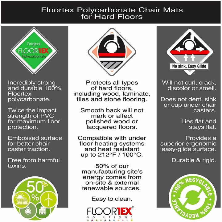 Image of Floortex® Cleartex Ultimat Xxl Polycarbonate Chair Mat For Hard Floors, 60 X 79, Clear