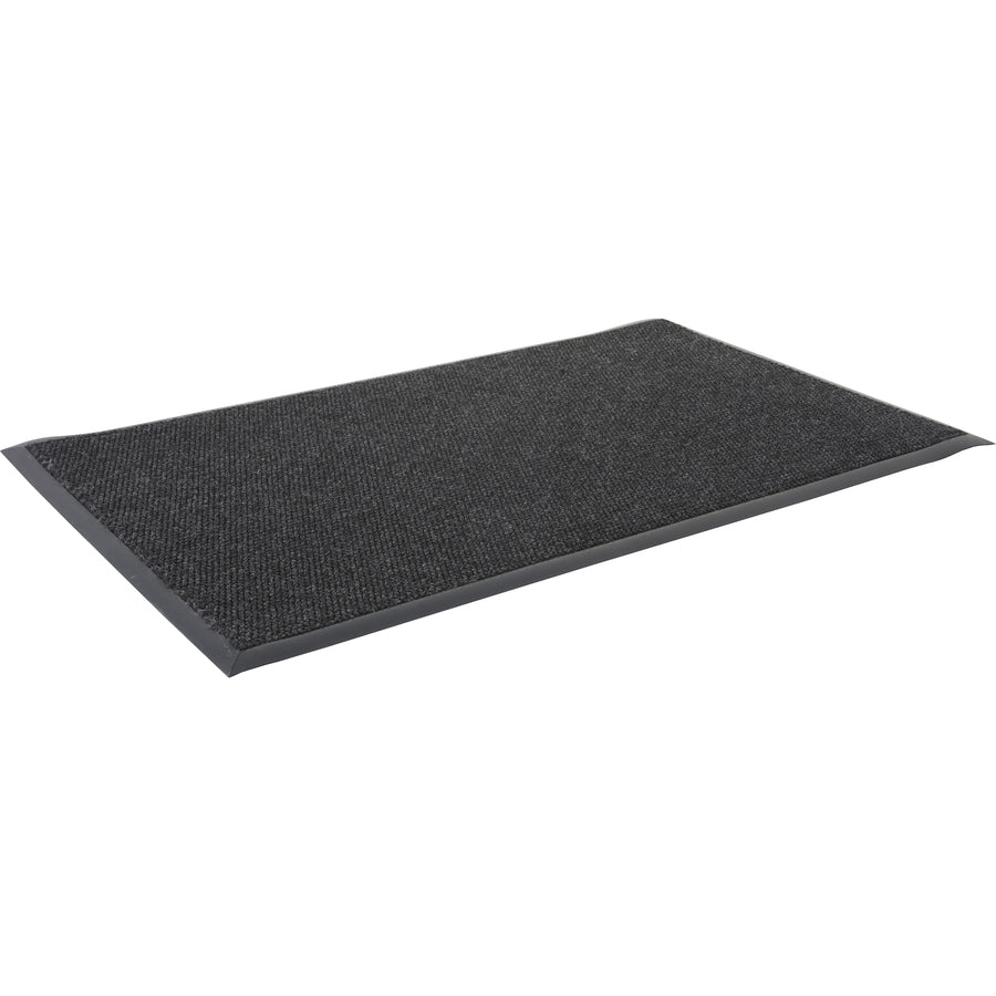 Image of Genuine Joe Wiper/Scraper Indoor Floor Mat, 4"x6", Charcoal Black