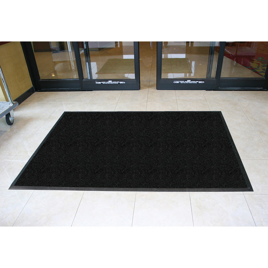 Image of Genuine Joe Wiper/Scraper Indoor Floor Mat, 4"x6", Charcoal Black