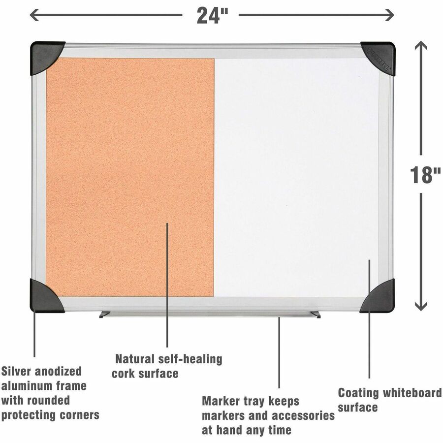 Image of Lorell Combo Board, Dry-Erase/Cork, 18"x24", Aluminum Frame