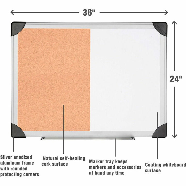 Image of Lorell Combo Board, Dry-Erase/Cork, 24"x36", Aluminum Frame