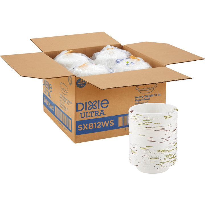 Image of Dixie® Bowls,Heavy Weight,12oz,125/PK,4PK/CT,Pathways/White