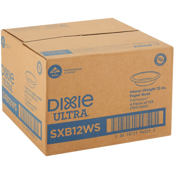 Image of Dixie® Bowls,Heavy Weight,12oz,125/PK,4PK/CT,Pathways/White
