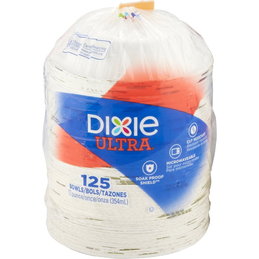 Image of Dixie® Bowls,Heavy Weight,12oz,125/PK,4PK/CT,Pathways/White