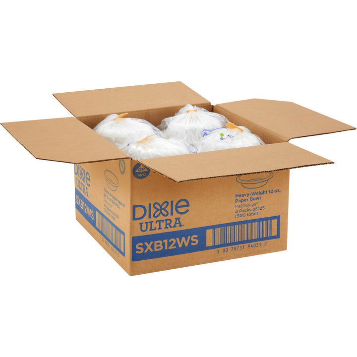 Image of Dixie® Bowls,Heavy Weight,12oz,125/PK,4PK/CT,Pathways/White