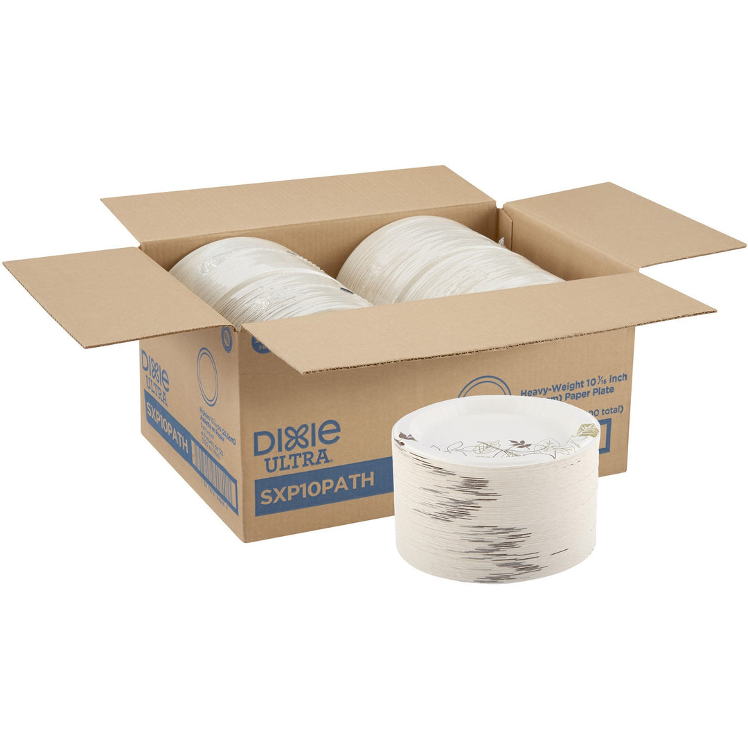 Image of Dixie® Plates,Extra Heavy Weight,10",125/PK,4PK/CT,Pathways/White