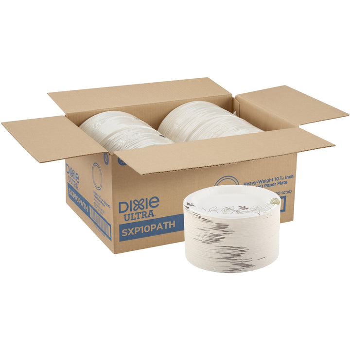 Image of Dixie® Plates,Extra Heavy Weight,10",125/PK,4PK/CT,Pathways/White