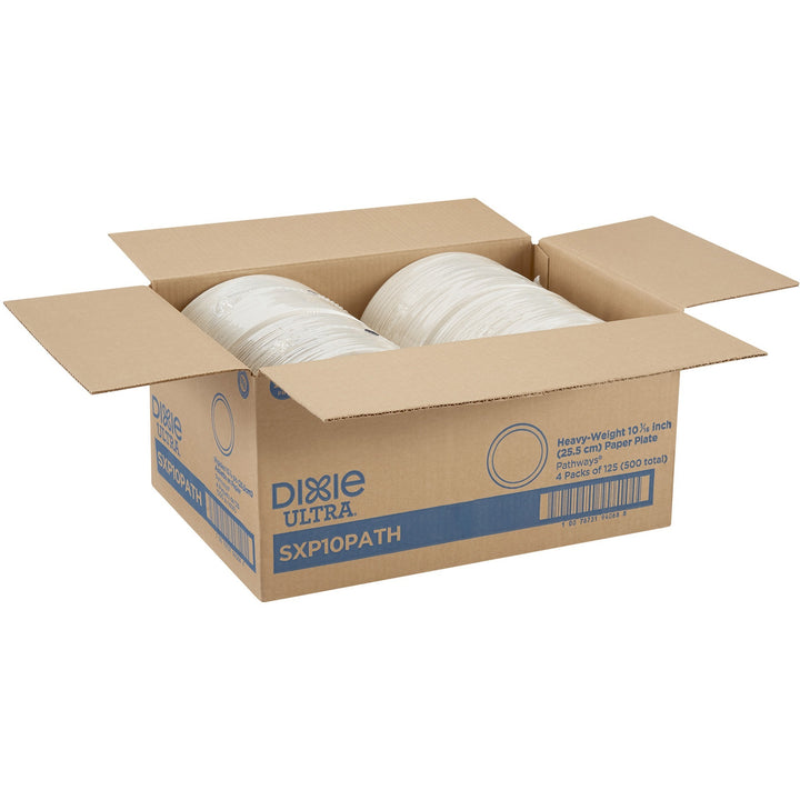 Image of Dixie® Plates,Extra Heavy Weight,10",125/PK,4PK/CT,Pathways/White
