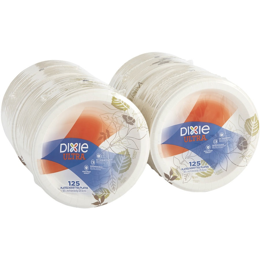 Image of Dixie® Plates,Extra Heavy Weight,10",125/PK,4PK/CT,Pathways/White