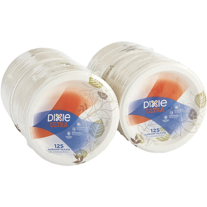 Image of Dixie® Plates,Extra Heavy Weight,10",125/PK,4PK/CT,Pathways/White