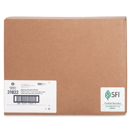 Image of Business Source Paper Roll, Single Ply, Bond, 2-1/4"x165', 100RL/CT, WE