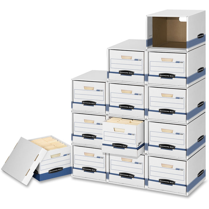 Image of Fellowes® File/Cube Box Shell, Ltr/Lgl,12"x15"x10", 6/CT, White/Blue