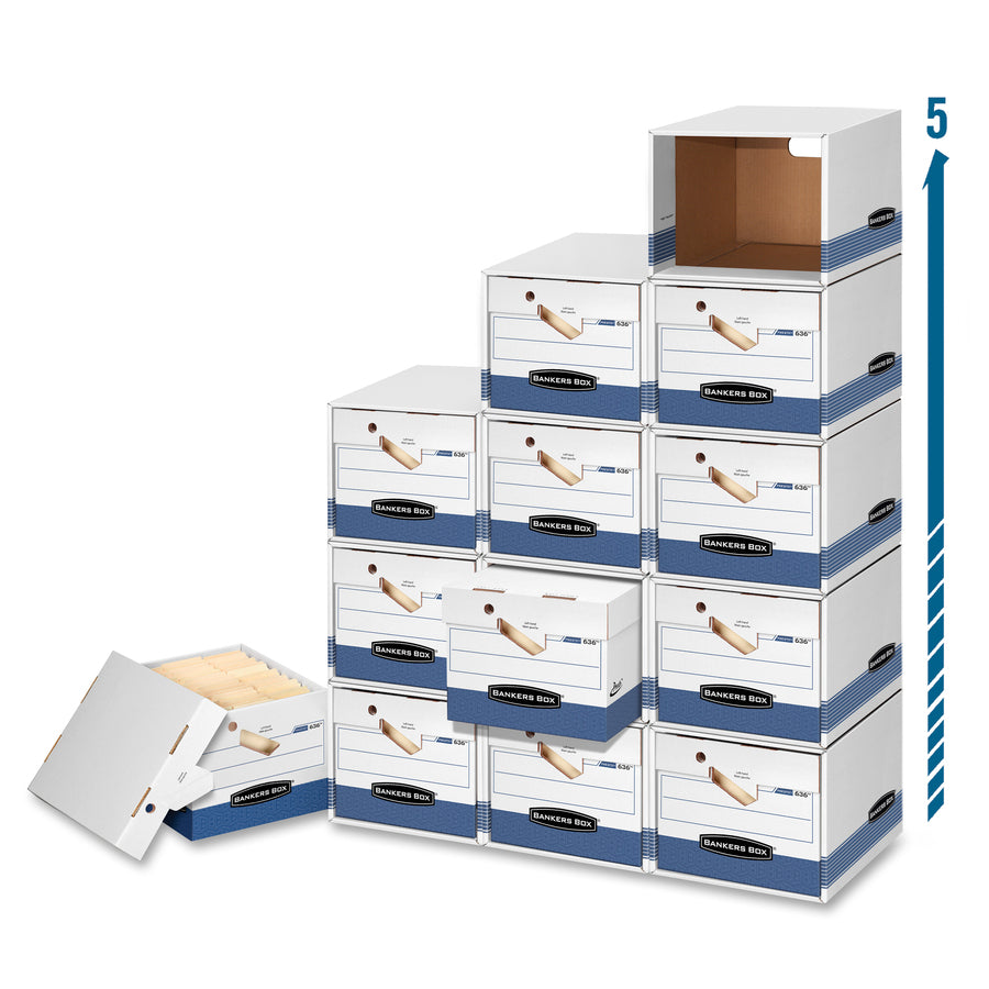 Image of Fellowes® File/Cube Box Shell, Ltr/Lgl,12"x15"x10", 6/CT, White/Blue
