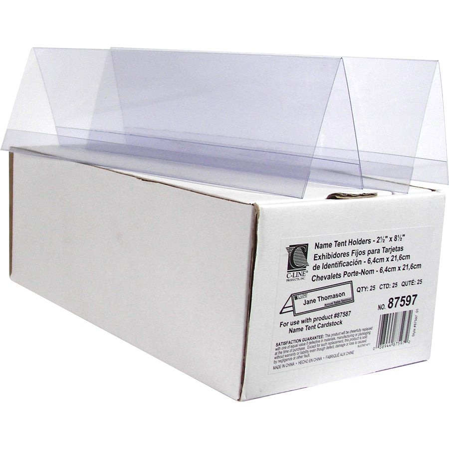 Image of C-Line® Name Tents w/Holder,Inkjet/Laser,Plastic,8-1/2"x11",25/BX,CL