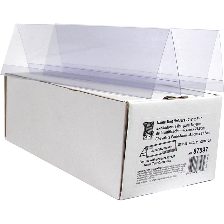 Image of C-Line® Name Tents w/Holder,Inkjet/Laser,Plastic,8-1/2"x11",25/BX,CL