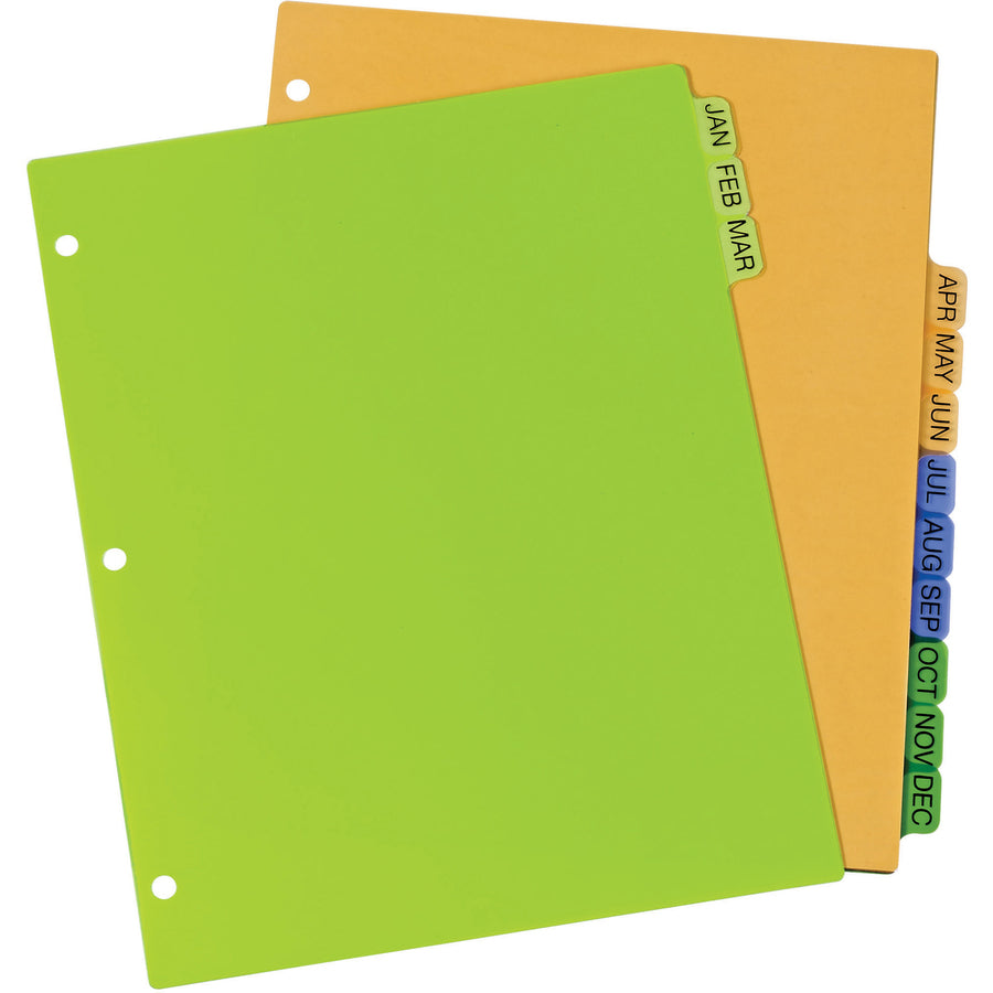 Image of Avery® Durable Preprinted Plastic Tab Dividers, 12-Tab, Jan. To Dec., 11 X 8.5, Assorted, 1 Set