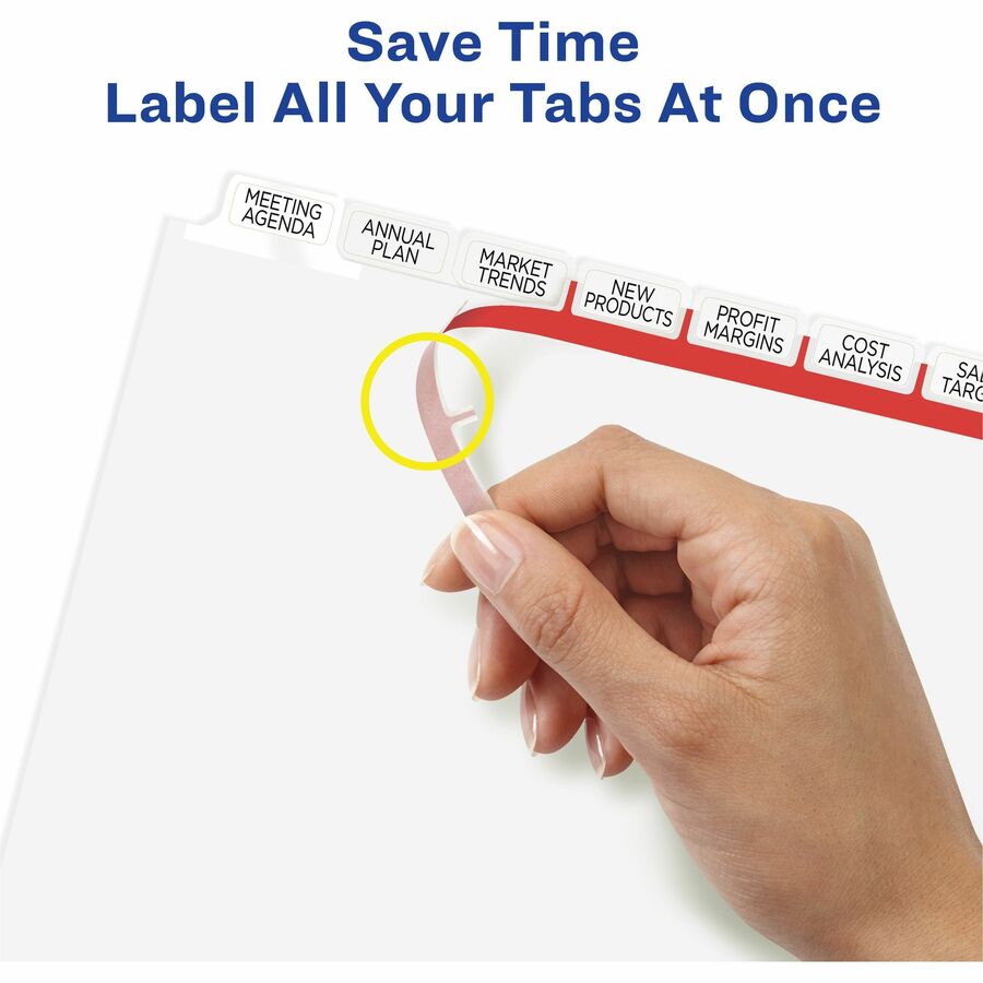 Image of Avery® Print and Apply Index Maker Clear Label Dividers, Big Tab, 8-Tab, 11 x 8.5, White, 5 Sets