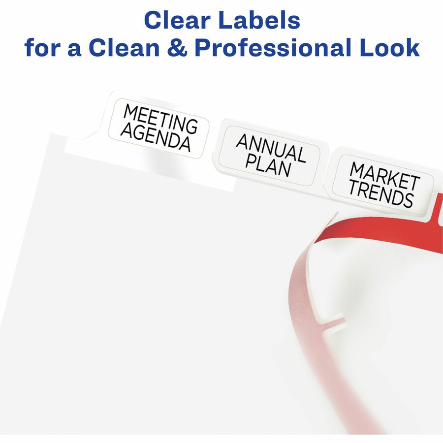 Image of Avery® Print and Apply Index Maker Clear Label Dividers, Big Tab, 8-Tab, 11 x 8.5, White, 5 Sets