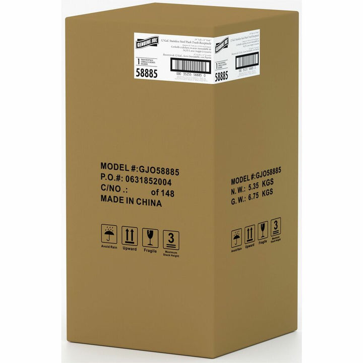 Image of Genuine Joe Waste Receptacle, 12 Gal, 14-4/5"Dia x 29-1/5", STST