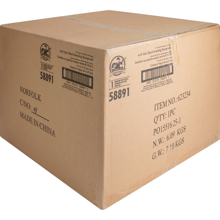 Image of Genuine Joe Smoking Receptacle, Capped Tube, 4.25 Gal., 16"x37", Black