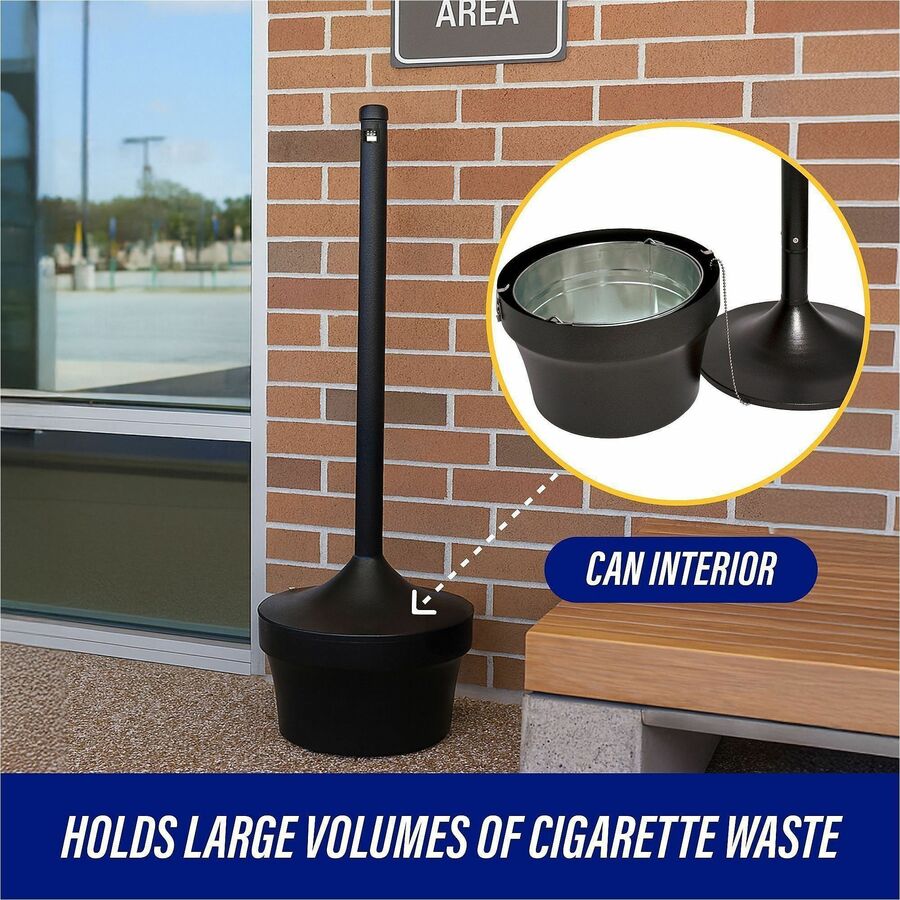 Image of Genuine Joe Smoking Receptacle, Capped Tube, 4.25 Gal., 16"x37", Black