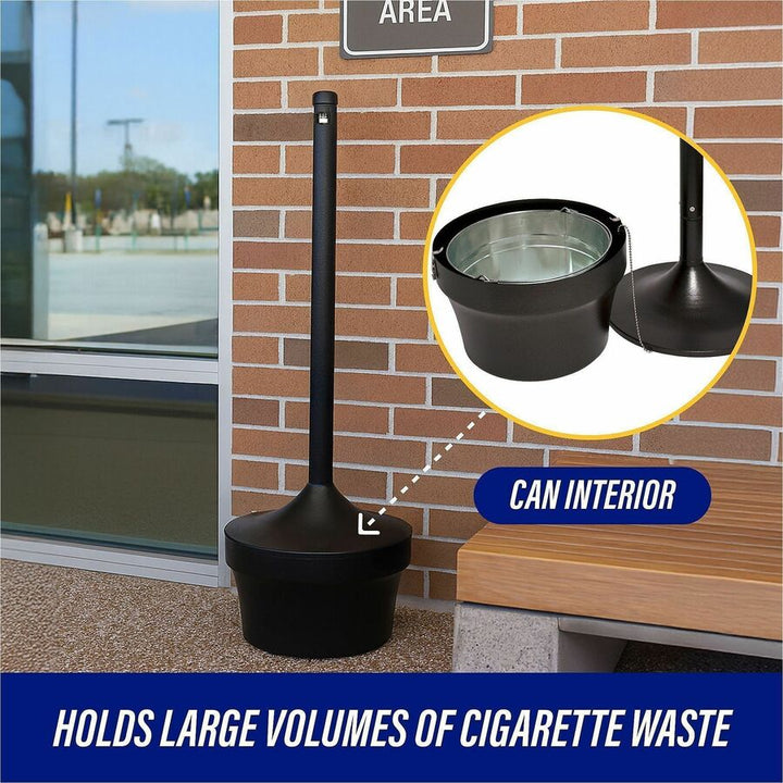 Image of Genuine Joe Smoking Receptacle, Capped Tube, 4.25 Gal., 16"x37", Black