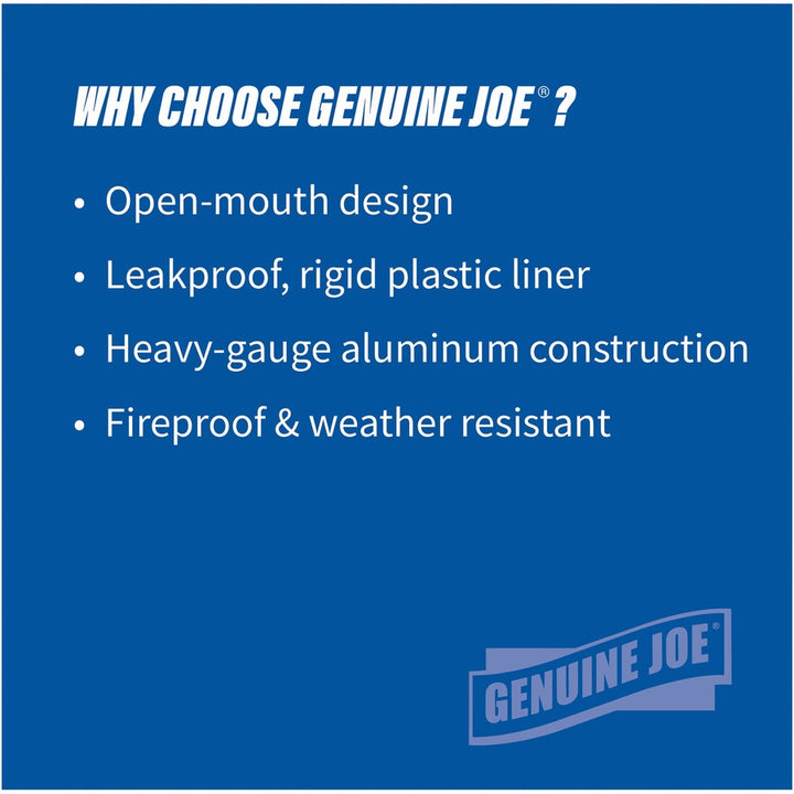 Image of Genuine Joe Waste Receptacle,Weather-resistant,35 Gal,18"x34",Aluminum