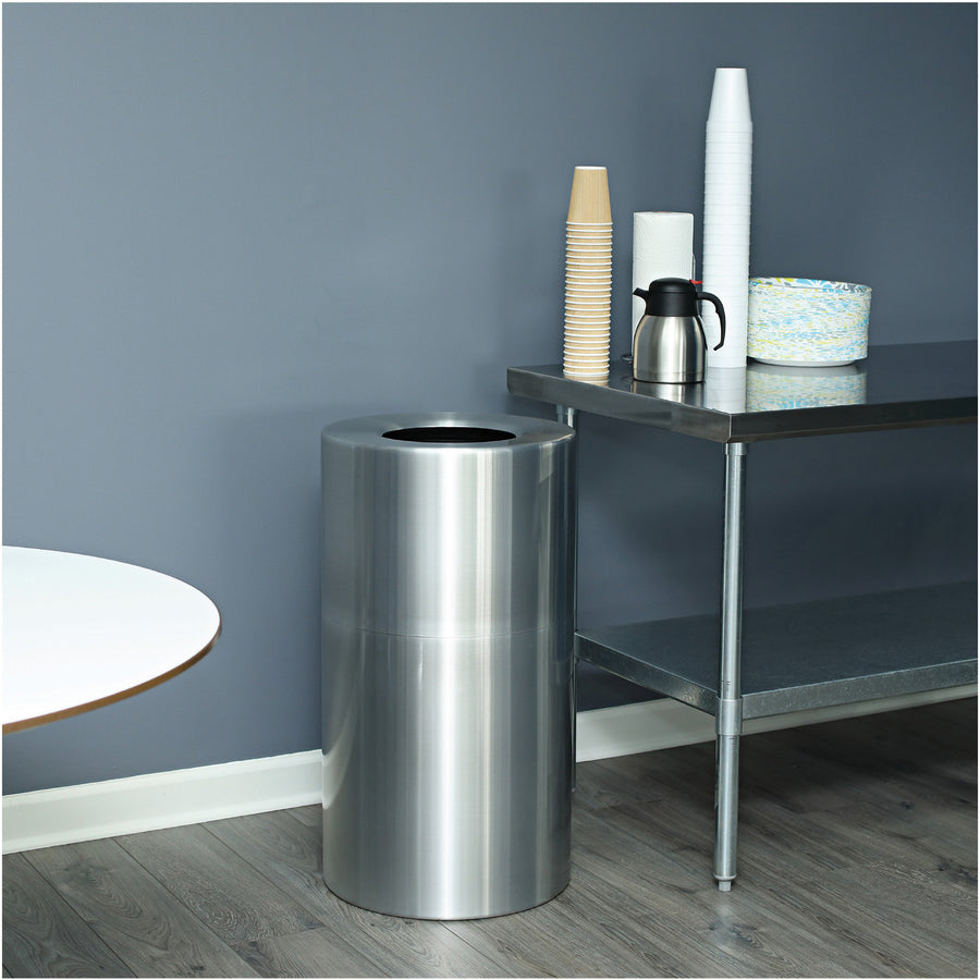 Image of Genuine Joe Waste Receptacle,Weather-resistant,35 Gal,18"x34",Aluminum