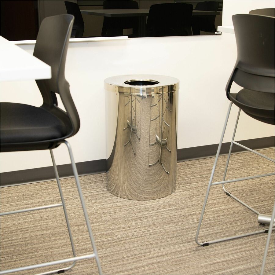 Image of Genuine Joe Waste Receptacle, 30 Gal, 20"Diax31-1/2"H, Stainless Steel