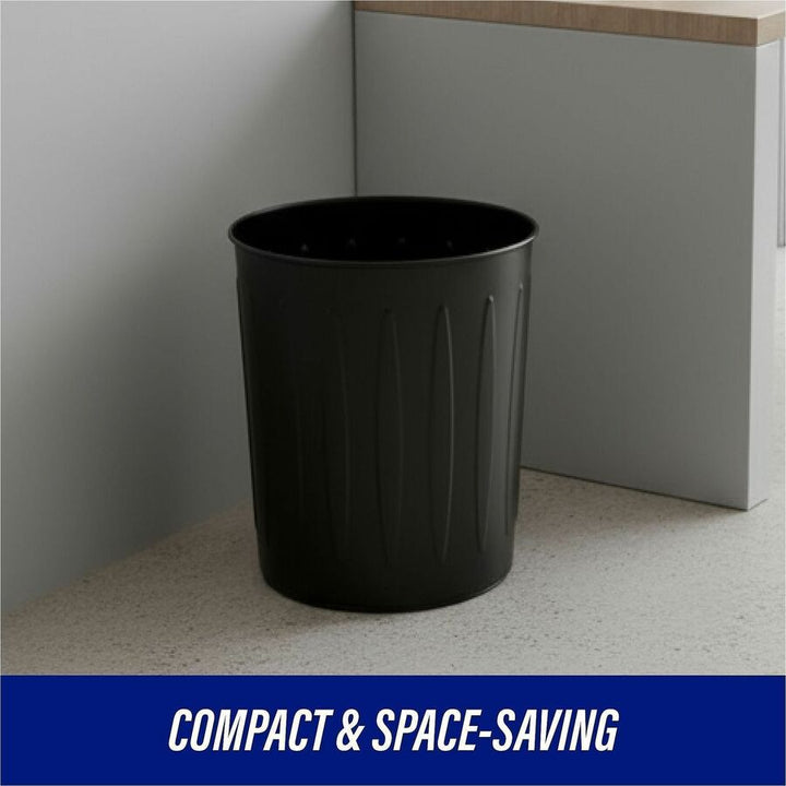 Image of Genuine Joe 58897 6-gallon Fire-safe Trash Can, 6 gal Capacity, Fire-Safe, Sturdy, 14" H x 13" Diameter, Metal, Steel, Black, 1 Each