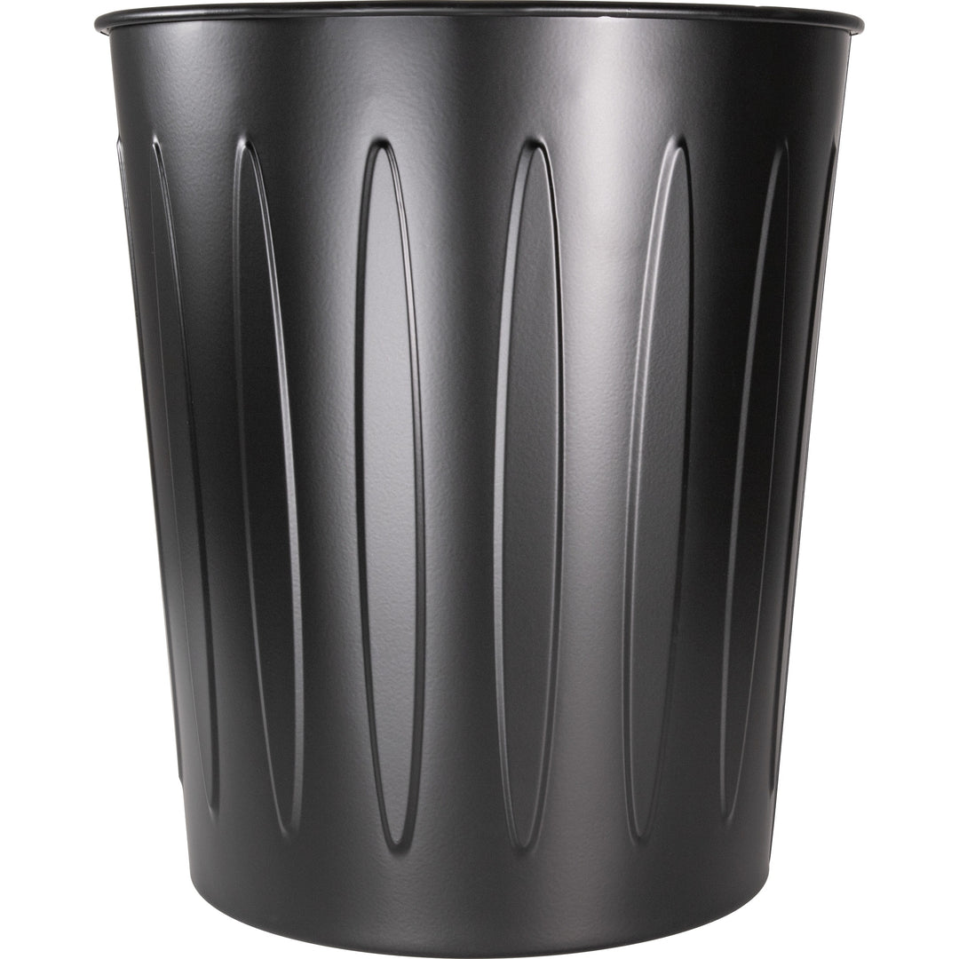 Image of Genuine Joe 58897 6-gallon Fire-safe Trash Can, 6 gal Capacity, Fire-Safe, Sturdy, 14" H x 13" Diameter, Metal, Steel, Black, 1 Each