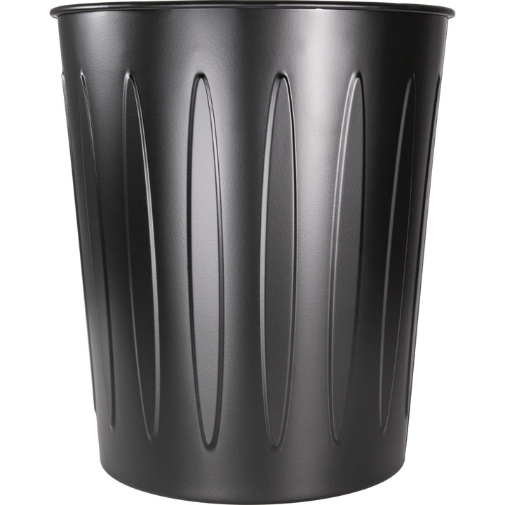 Image of Genuine Joe 58897 6-gallon Fire-safe Trash Can, 6 gal Capacity, Fire-Safe, Sturdy, 14" H x 13" Diameter, Metal, Steel, Black, 1 Each