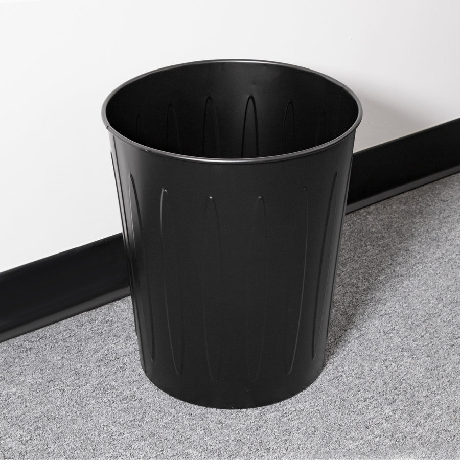 Image of Genuine Joe 58897 6-gallon Fire-safe Trash Can, 6 gal Capacity, Fire-Safe, Sturdy, 14" H x 13" Diameter, Metal, Steel, Black, 1 Each