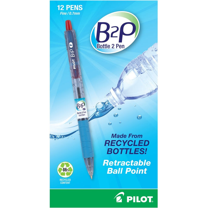 Image of Pilot® Ballpoint Pen, Retractable, Fine Pt,1 DZ, CL/RD Ink
